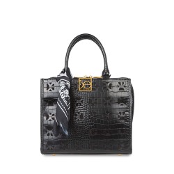 Bolsa Satchel con Mascada color Negro