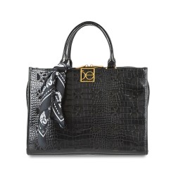 Bolsa Satchel con Mascada color Negro