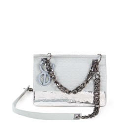 Bolsa Satchel Denim Detalle Cadena color Plata