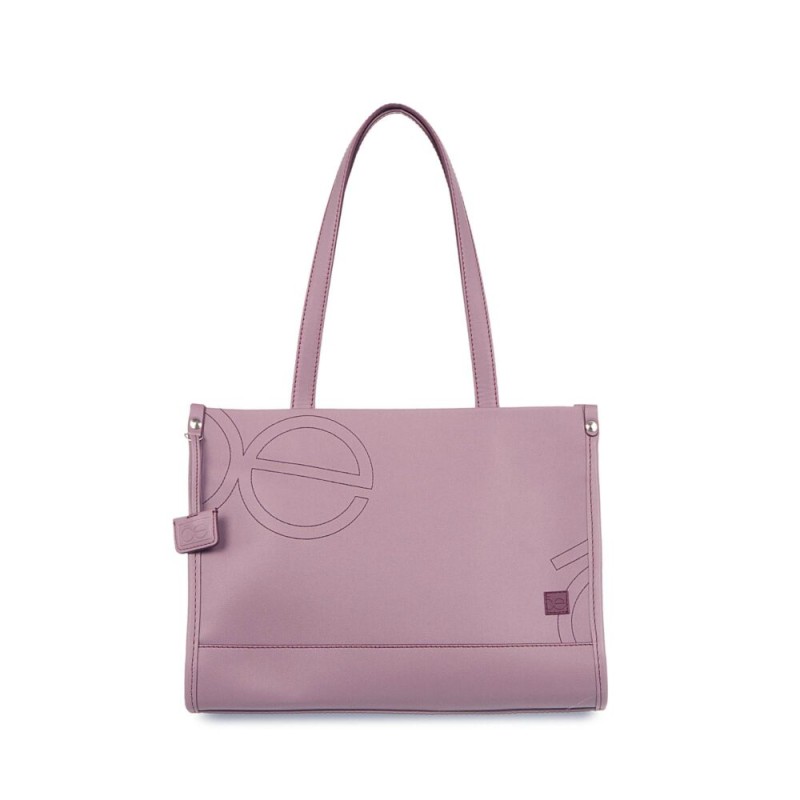 Bolsa Satchel Grande con Charm color Morado