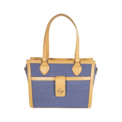 Bolsa Satchel Grande Textil color Azul