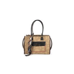 Bolsa Satchel Grande Textil con Mascada color Camel