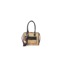 Bolsa Satchel Mediana Textil con Mascada color Camel