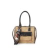 Bolsa Satchel Mediana Textil con Mascada color Camel