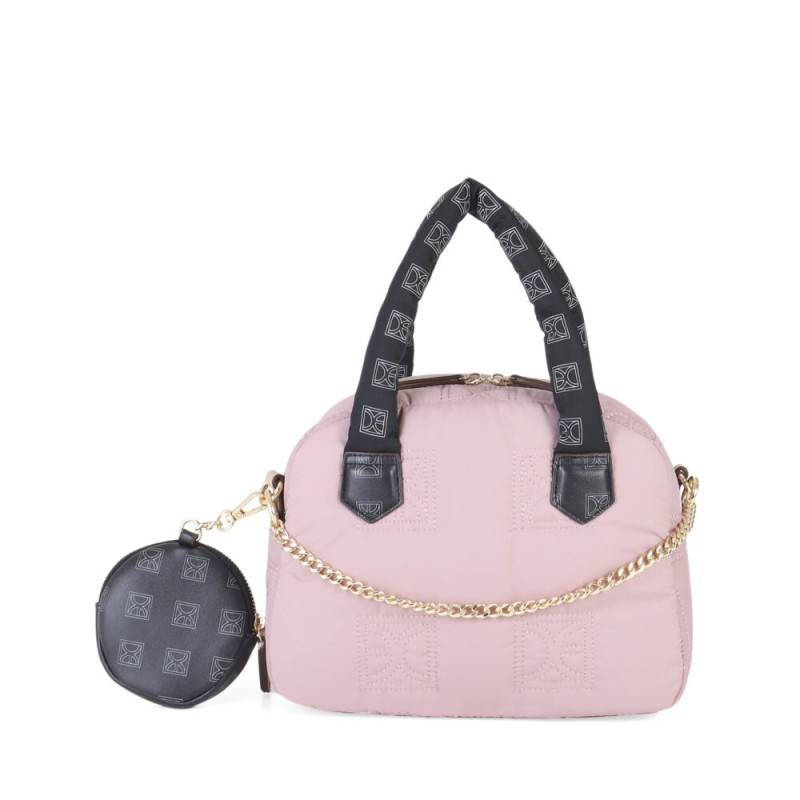 Bolsa Satchel Mediana Textil con Monedero color Rosa