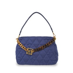 Bolsa Satchel Textil Acolchada a Rombos color Azul Marino
