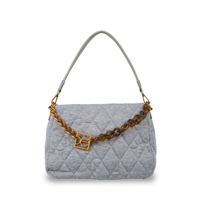 Bolsa Satchel Textil Acolchada a Rombos color Gris