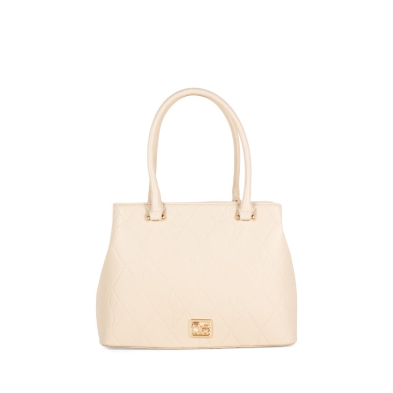 Bolsa Satchel Troquelado a Rombos color Beige