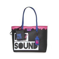 Bolsa Tote 2 en 1 MTV x Oe Monedero Desprendible color Negro