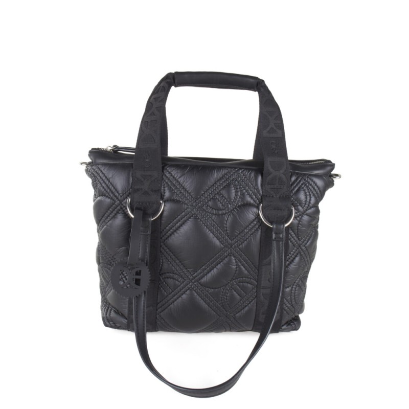 Bolsa Tote Chica Monograma Bordado con Charm color Negro