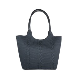 Bolsa Tote Grande Tejida con Pouch color Negro