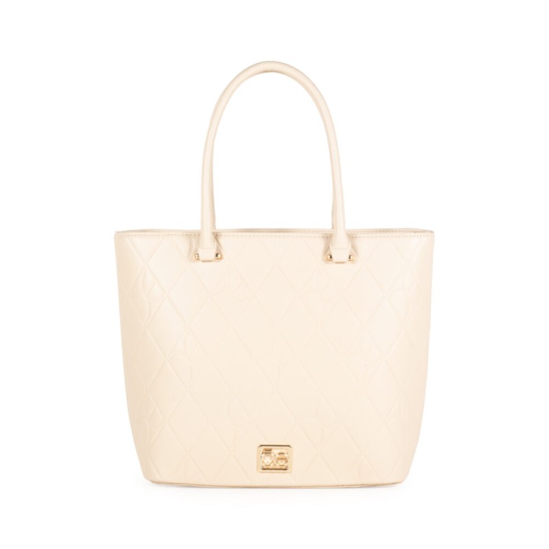Bolsa Tote Troquelado a Rombos color Beige
