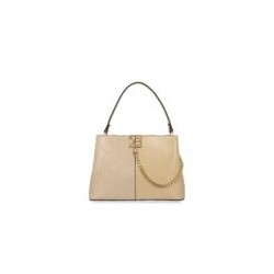Bolso Satchel Embozado de Monograma color Beige