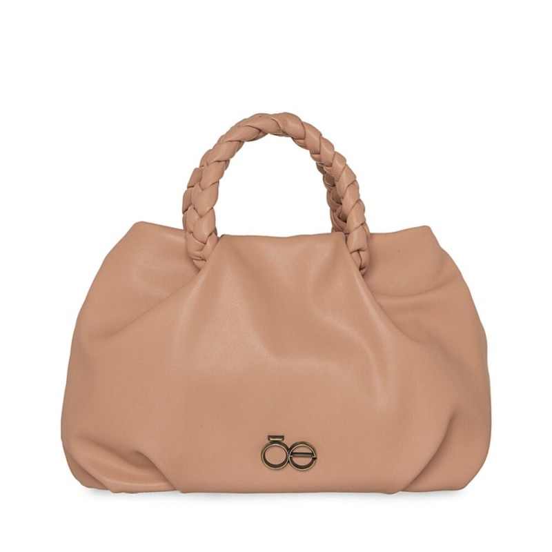 Satchel de material sustentable liso y construcción suave color Nude