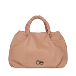 Satchel de material sustentable liso y construcción suave color Nude