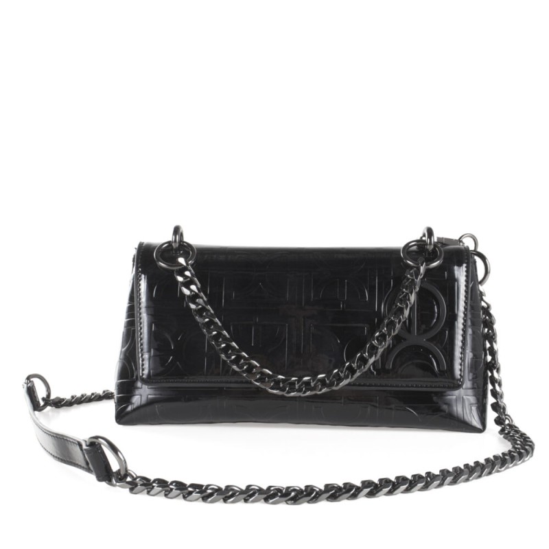 Bolsa Croosboy Chica Look Metálico color Negro