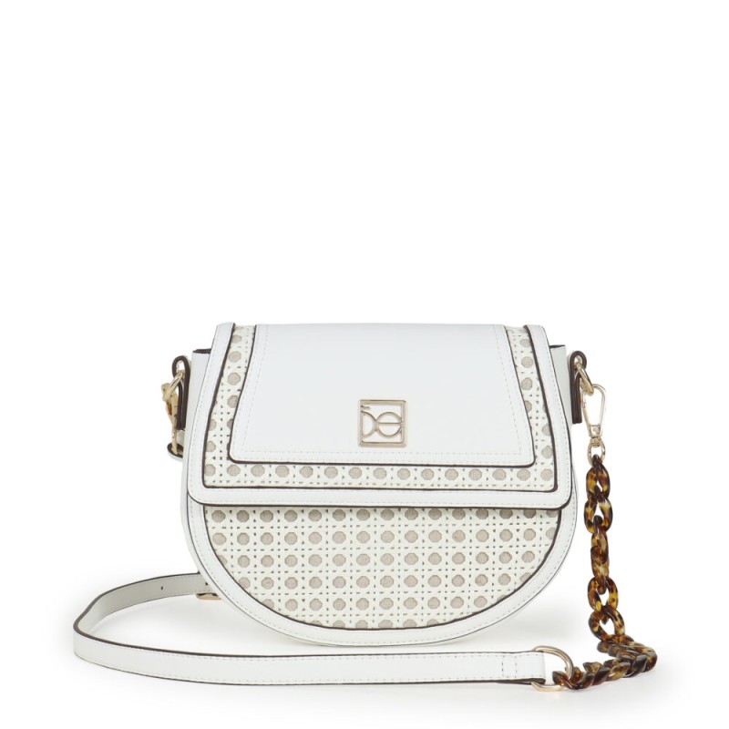 Bolsa Crossbody Acabado Tipo Mimbre color Blanco