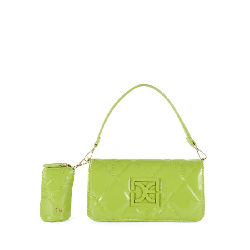 Bolsa Baguette Cloe Charol Acolchada con Monedero color Verde Limón