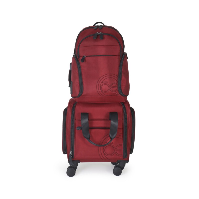Set de Maleta 16 Plg de Cabina y Mochila Porta Laptop color Rojo Tinto