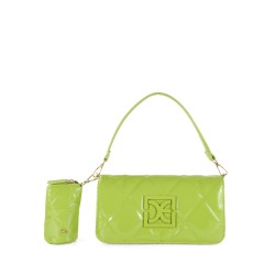 Bolsa Baguette Cloe Charol Acolchada con Monedero color Verde Limón