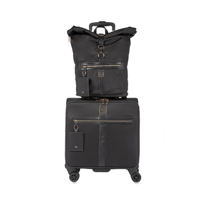 Set de Maleta de Cabina 20 Plg y Mochila Material Reciclado color Negro