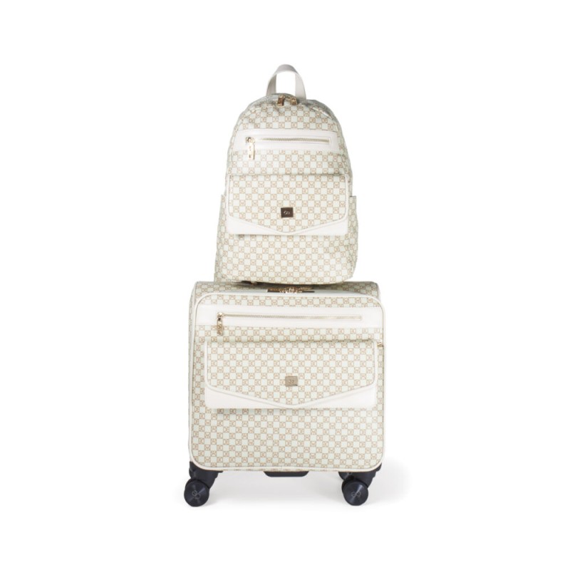 Set de Maleta de Cabina 20 plg y Mochila Porta Laptop 15 plg color Beige