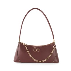 Bolsa Baguette con Aplicación de Cadena color Rojo Tinto