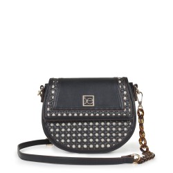Bolsa Crossbody Acabado Tipo Mimbre color Negro