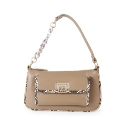 Bolsa Baguette con Mascada color Fango