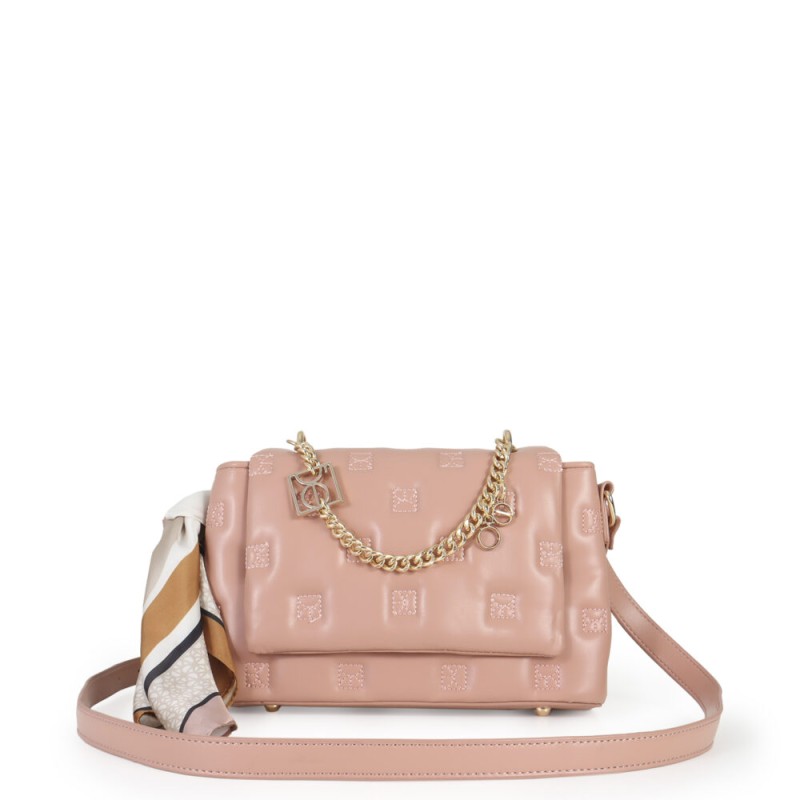 Bolsa Crossbody Acolchada con Mascada color Rosa