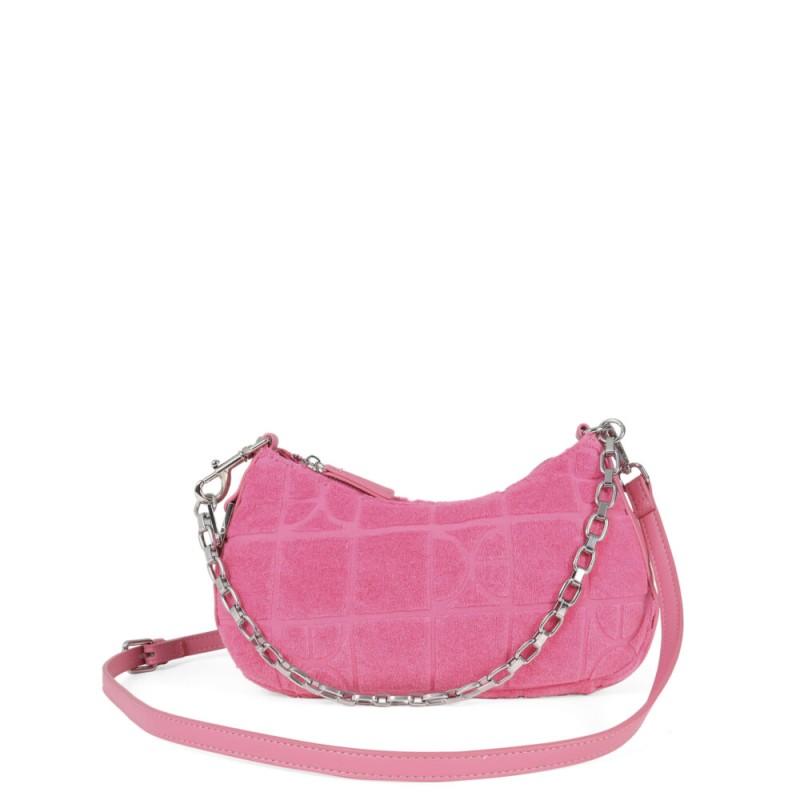 Bolsa Baguette Textil con Cadena color Rosa