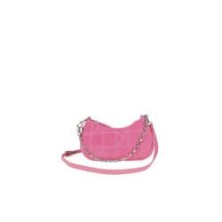 Bolsa Baguette Textil con Cadena color Rosa