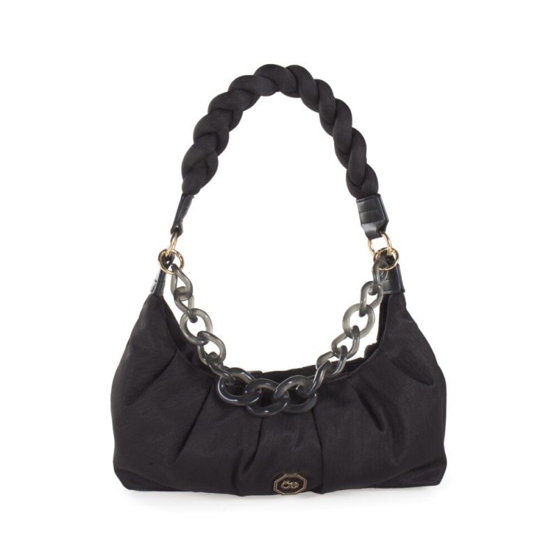 Bolsa Baguette Textil Maneral Trenzado color Negro