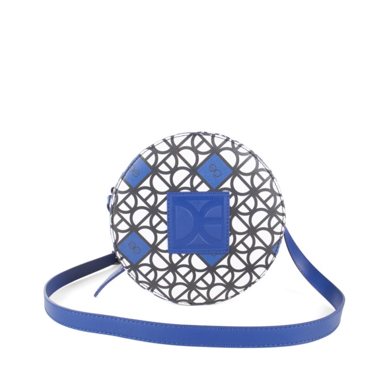 Bolsa Crossbody Circular Estampado Geométrico color Azul