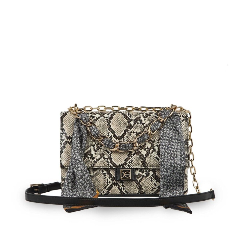 Bolsa Briefcase Look Animal Skin con Mascada color Beige