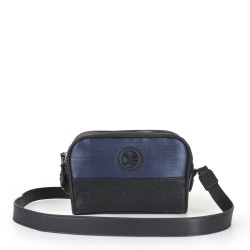 Bolsa Crossbody Doble Cierre Monograma Troquelado color Azul