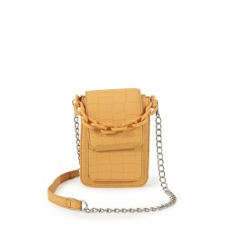 Bolsa Crossbody Look Animal Skin Cadena Acrílica color Naranja
