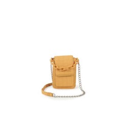 Bolsa Crossbody Look Animal Skin Cadena Acrílica color Naranja