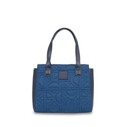 Bolsa Cloe Satchel Textil Monograma Bordado color Azul Marino