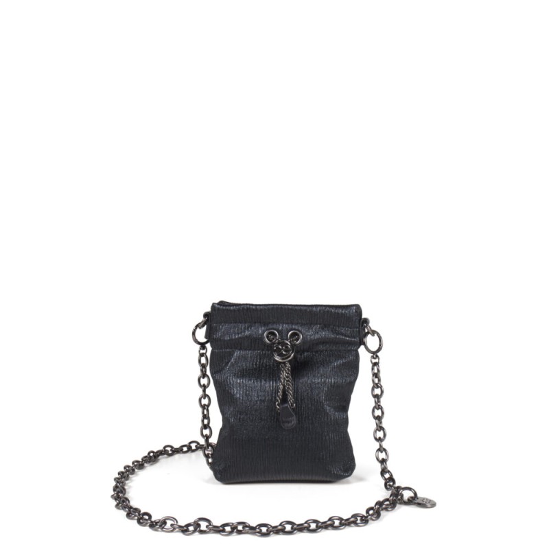 Bolsa Crossbody Metálica con Jareta color Negro