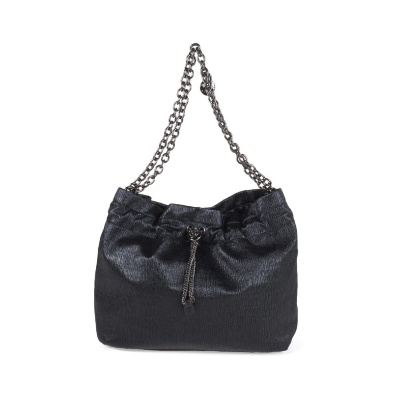 Bolsa Crossbody Metálica con Jareta color Negro
