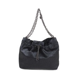 Bolsa Crossbody Metálica con Jareta color Negro