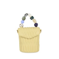 Bolsa Crossbody Plisada Maneral Piedras color Amarillo