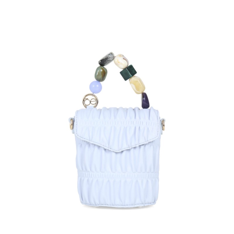 Bolsa Crossbody Plisada Maneral Piedras color Azul Celeste