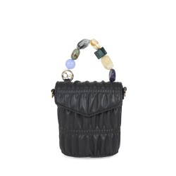 Bolsa Crossbody Plisada Maneral Piedras color Negro