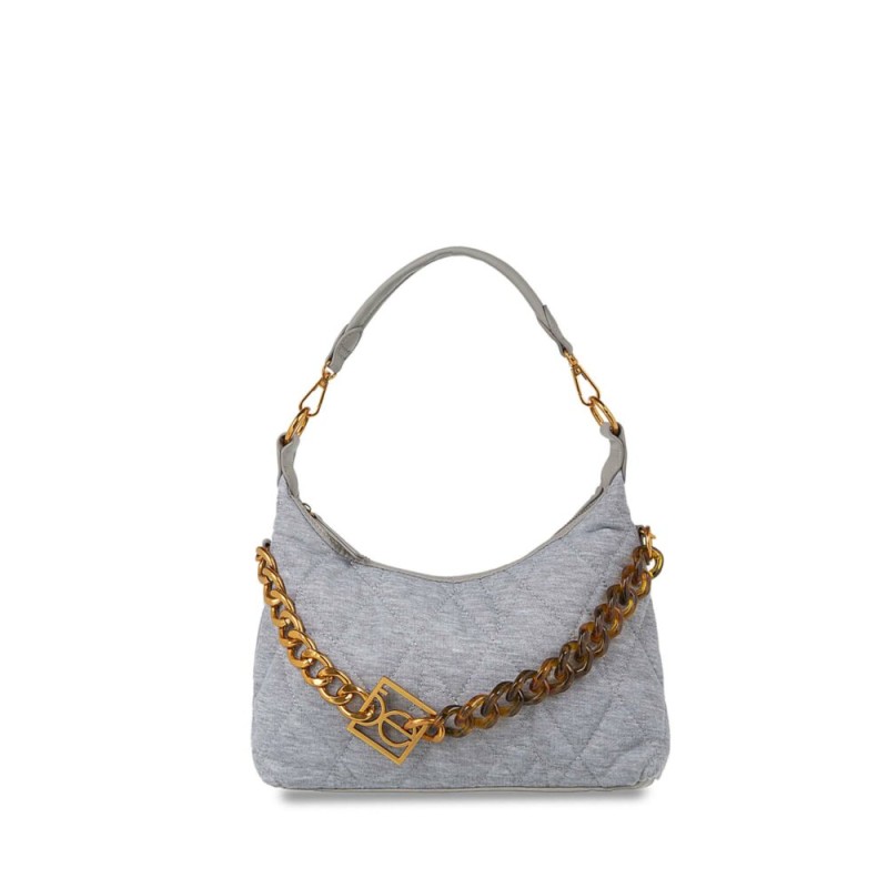 Bolsa Hobo Textil Acolchada a Rombos color Gris