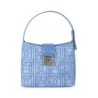 Bolsa Hobo Textil Monograma Bordado color Azul