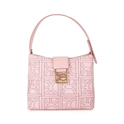 Bolsa Hobo Textil Monograma Bordado color Rosa