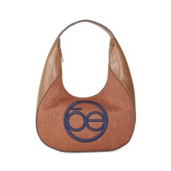Bolsa Hobo Textil Monograma Bordado color Tan