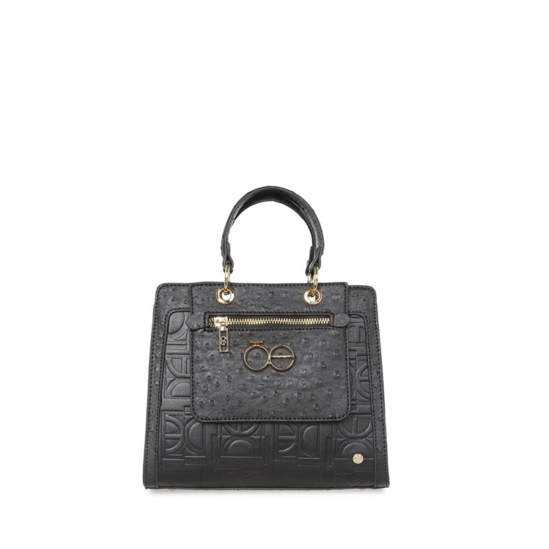 Bolsa Satchel 2 en 1 Chica Embozado color Negro